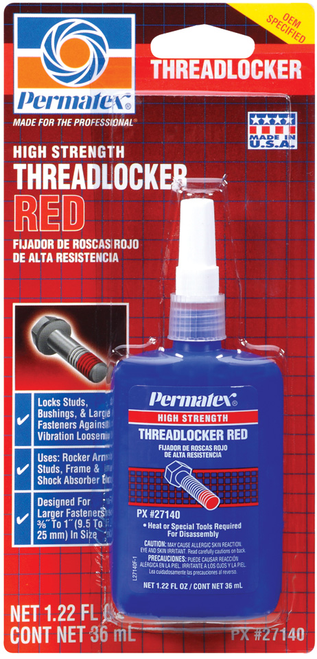Permatex 27140 High Strength Threadlocker Red 36 Ml Bottle